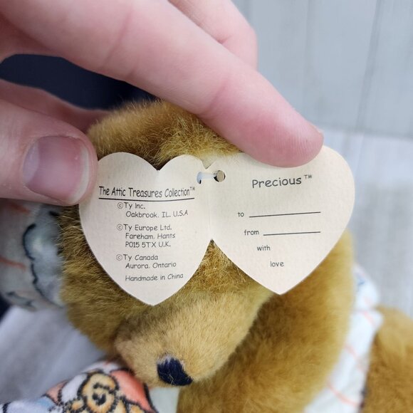 Vintage TY Attic Treasures Precious Teddy Bear Plush Beanie Baby with Tag - Picture 5 of 10